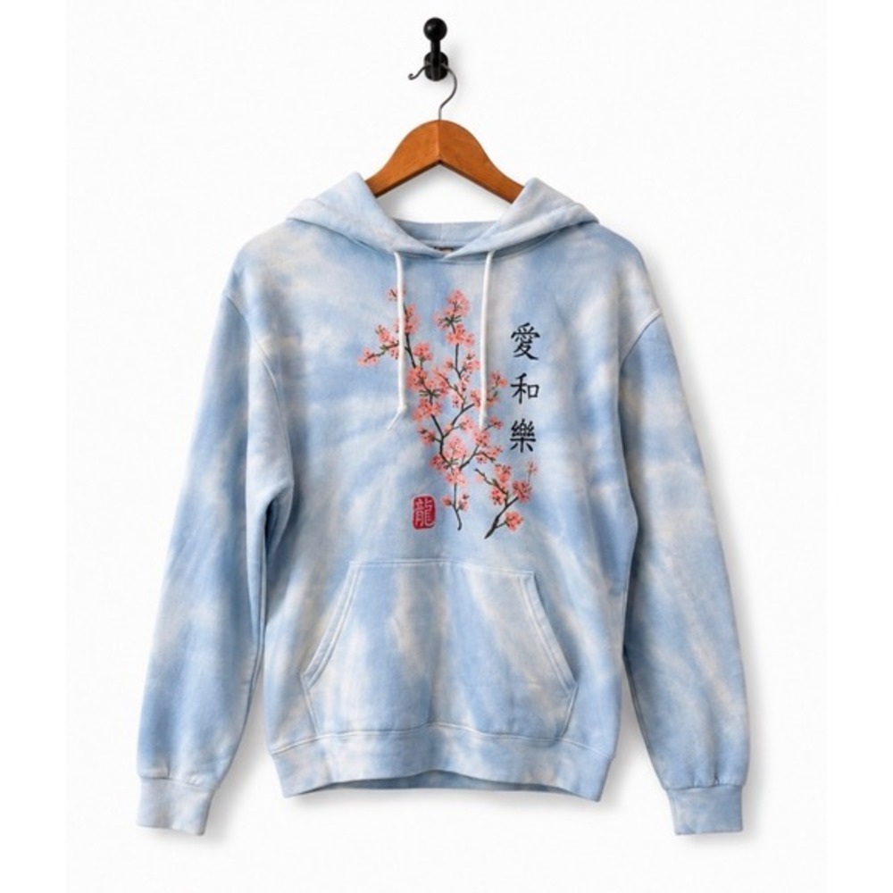 Bowery Supply Co Cherry Blossom Tie Dye Hoodie Size Small Japanese Graphic